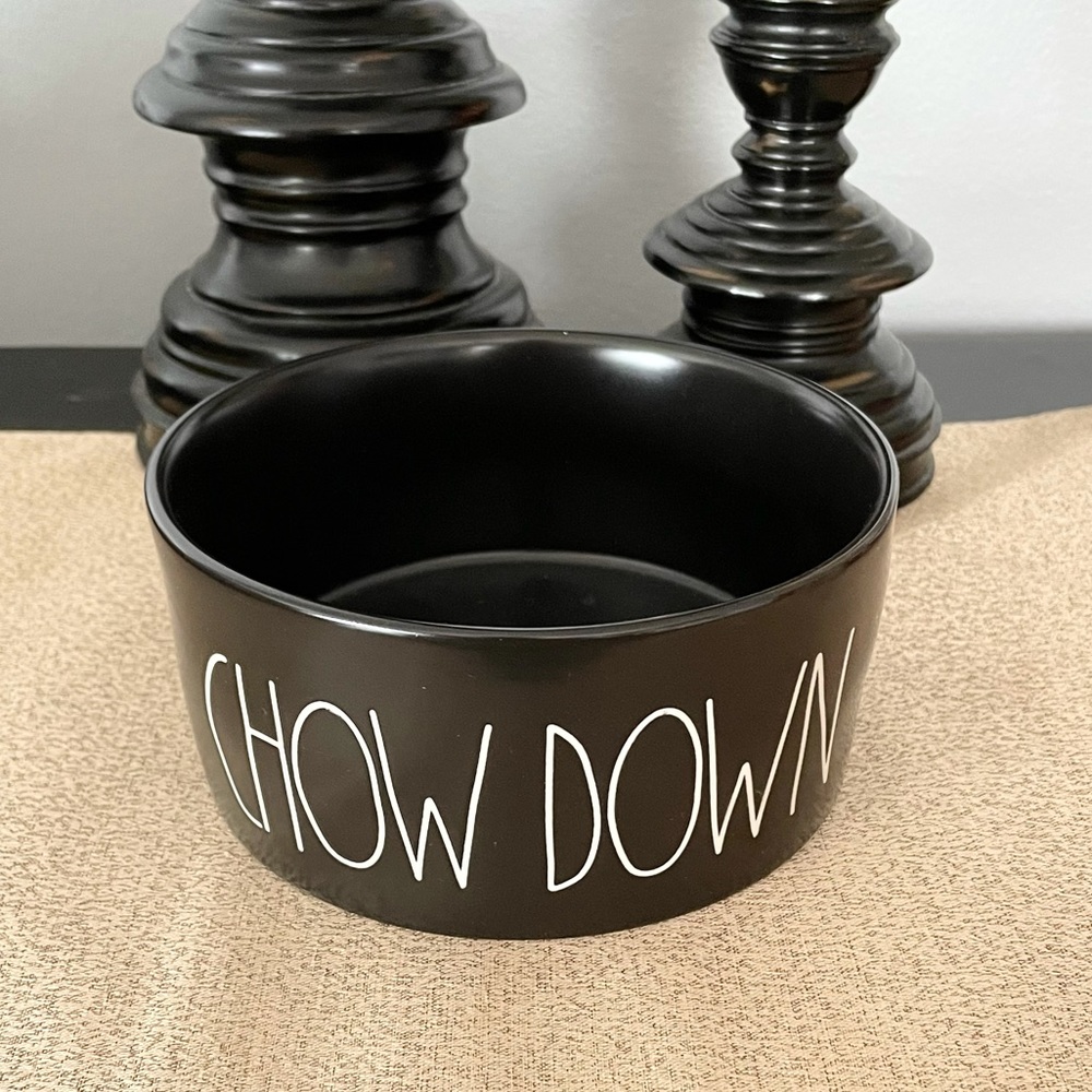 🆕Rae Dunn Ceramic CHOW DOWN Pet Bowl